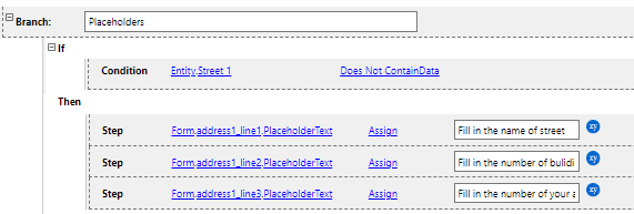 On Load: Empty fields are filled with placeholder rule example