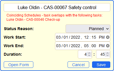 editing task details on hover in Schedule Board