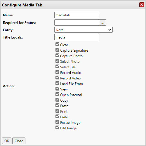 Automatic image processing: Configure media tab