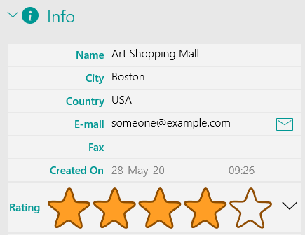 Rating: Result rating in the app