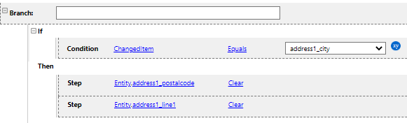 On Change: Clear the address fields if the city is changed part 2 (rule)