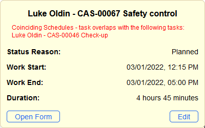 task details on hover in Schedule Board