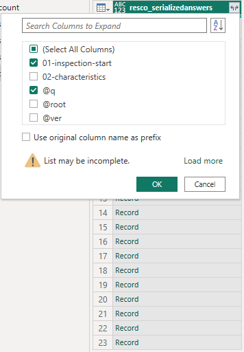 Questionnaire visualization in Power BI:Expand parsed JSON column
