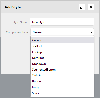 Generic and component specific styles available in Style Editor