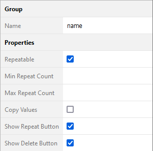 repeatable group properties in QD