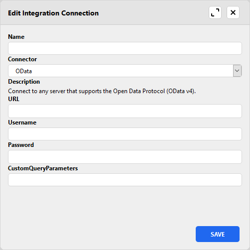 Edit integration connection window
