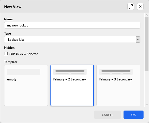 esco JavaScript Bridge: Create a new lookup view