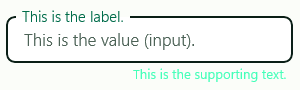 form styles: field label, input value, supporting text