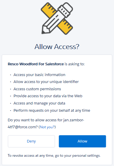 Connect your Salesforce organization with Resco step 2