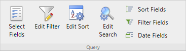 View toolbar, Query section (sorting and filtering)