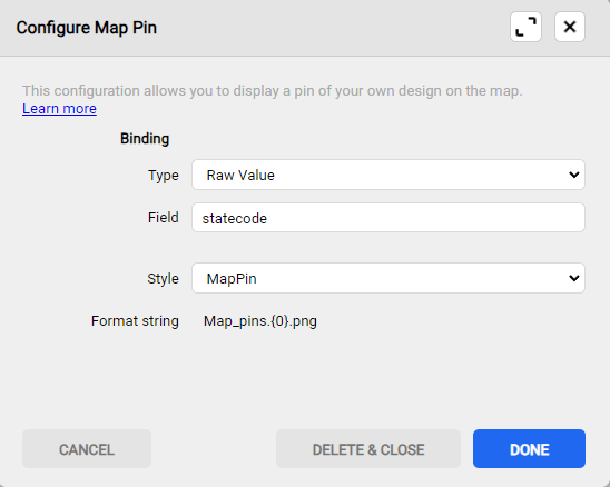 configure map pin window Raw value