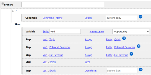 On Execute: Copy the record rule example