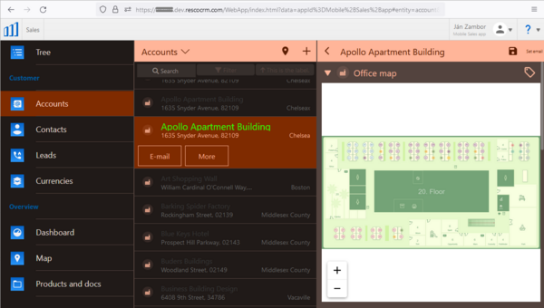 Resco Cloud web app in dark mode