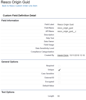 Custom Resco GUID field in Salesforce to prevent duplicate records