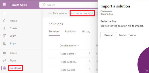 Import Resco Suite into Power Platform