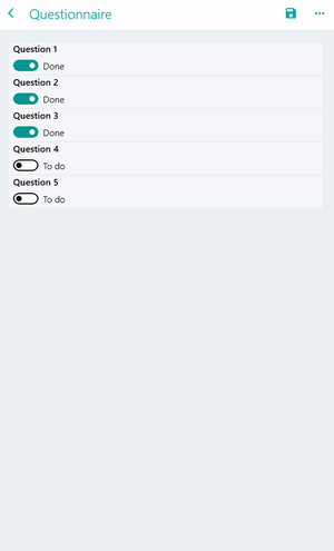 Add questionnaire to form via related tab formatted as a button 6:inspection is started