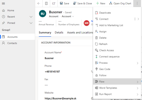 Resco Reports connector: flow setup 1
