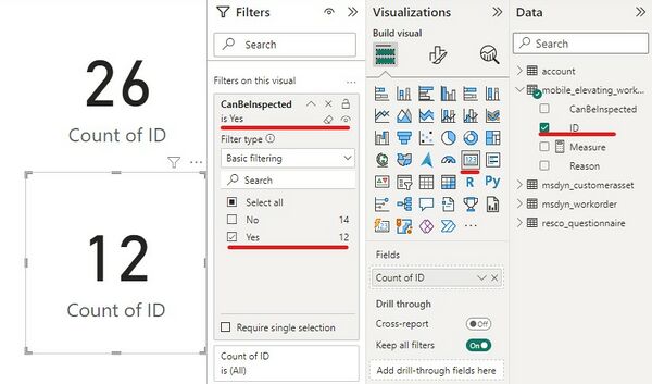 Questionnaire visualization in Power BI:Stacked bar chart(Can the device be inspected)