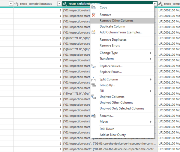 Questionnaire visualization in Power BI:Remove other columns