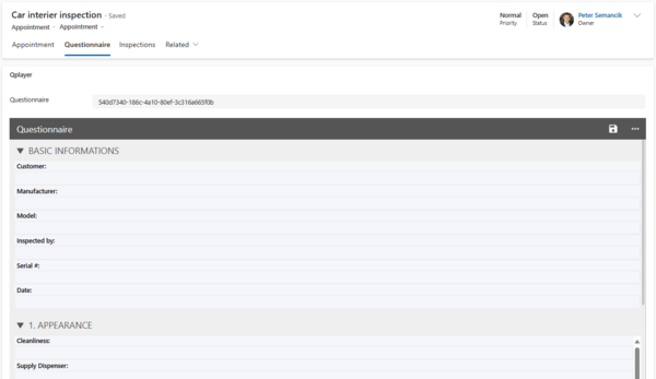 result of fetching questionnaire on related records form