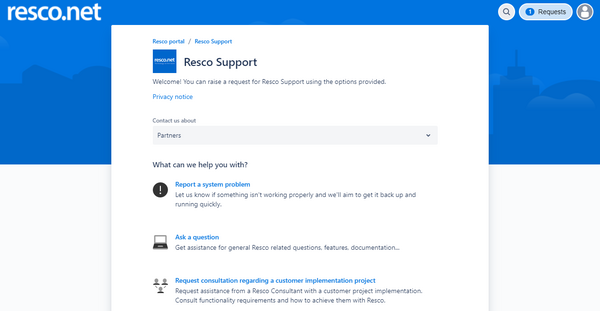 Support portal partner options