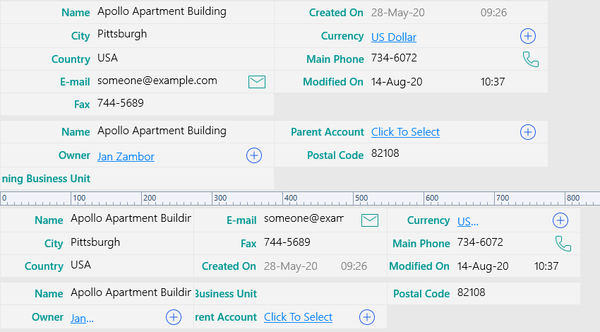 display form fields in multiple flexible columns