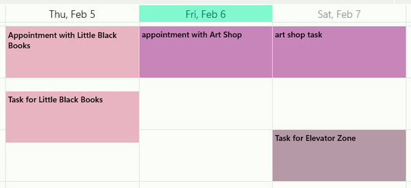 standard calendar colors