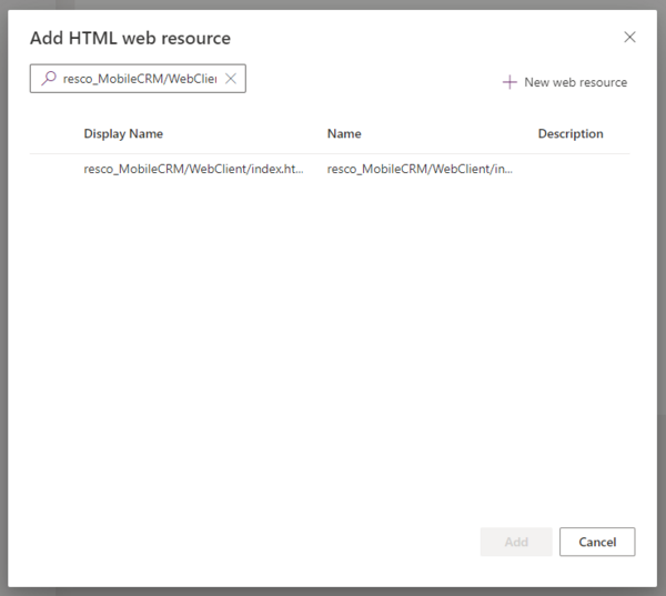 Add HTML web resource to the Power App