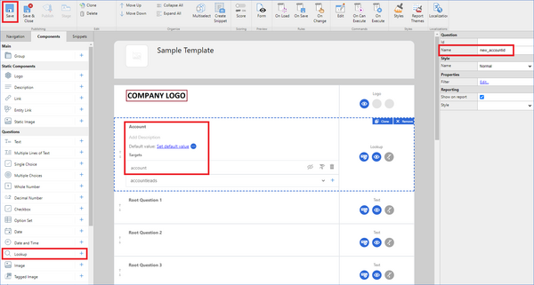 QD examples: Automatically copy answer to a custom field (New lookup question with matching internal name)