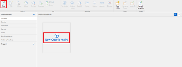 Resco Inspections on Dynamics 365: Questionnaire Designer: New questionnaire