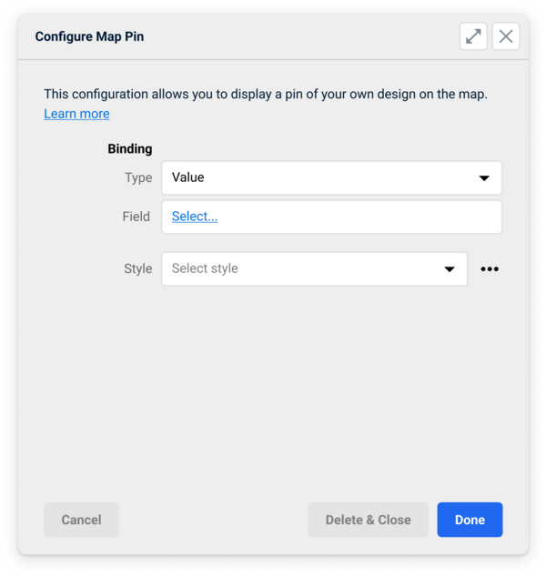 Configure map pin window