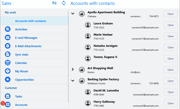 tree view used in Resco mobile apps