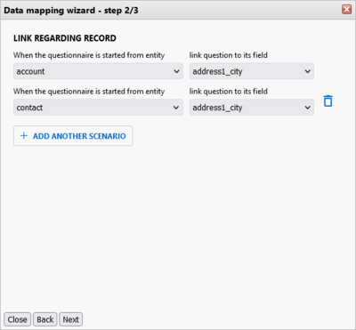 Mapping questions to fields: Data mapping wizard 2