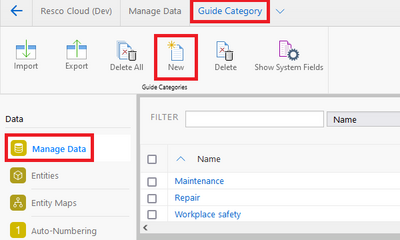 Adding guide categories in Admin Console