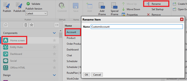 Localization examples: Rename item on home screen