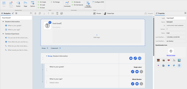 questionnaire is now ready in the designer