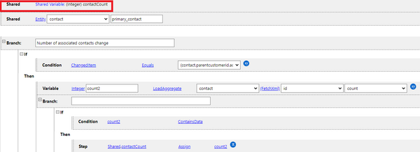 On Change: Count the number of associated contacts example