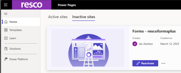 reactivate the imported power page