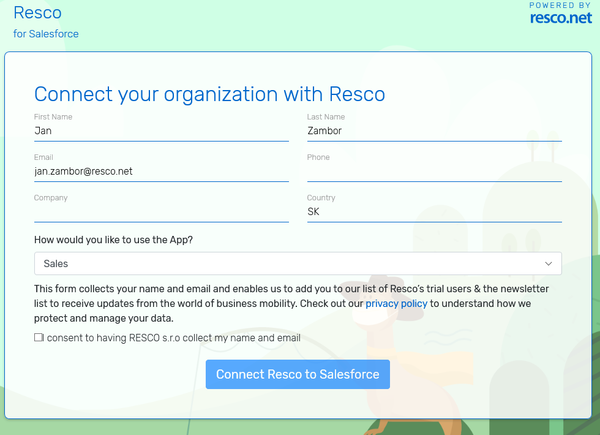 Connect your Salesforce organization with Resco step 3
