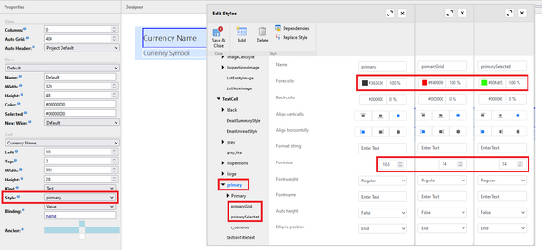 Define additional styles with special name suffix (grid, selected)