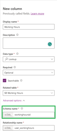 Add lookup column to your resource table, pointing to Working Hours table