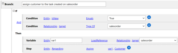 On Load: Populate fields of the new Task record created on the list of another entity (Relationship.target) rule example part 2 (rule)