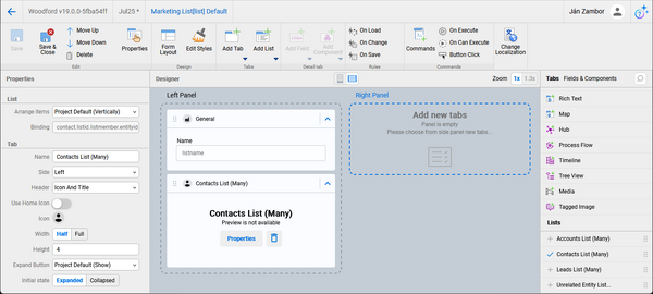 simple form for the marketing list entity