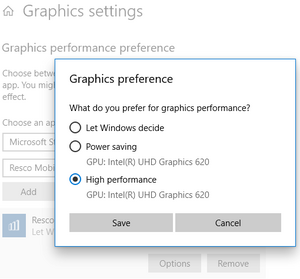 Windows app is running slow? Graphics preference set to high performance