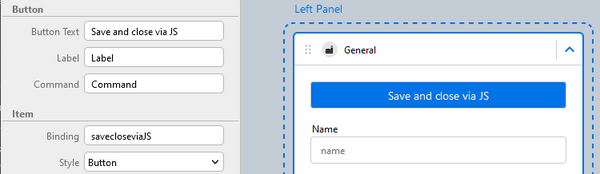 save and close form via js button example