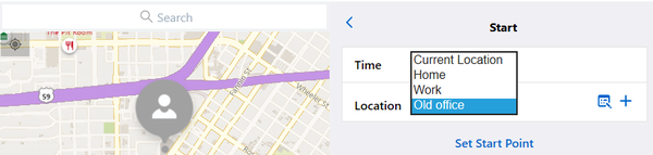 Route plan: Custom start location