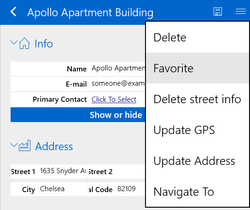 Form commands in hamburger menu
