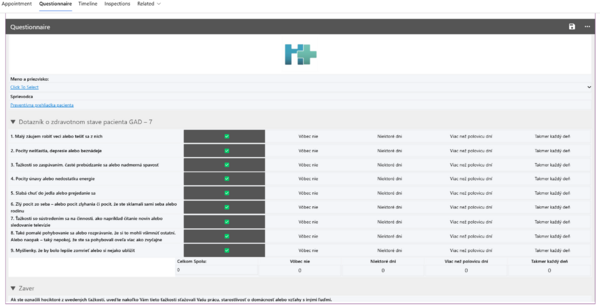 result of fetching answered questionnaire on related entity form