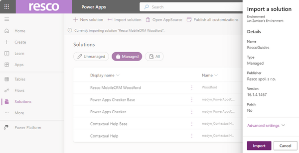 How to import Resco Guides to Power Apps