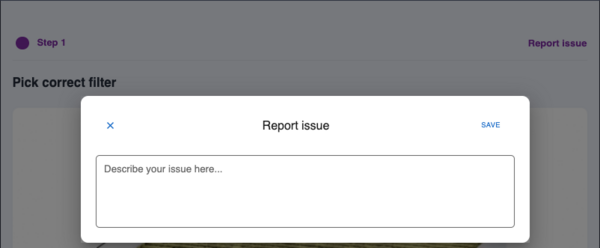 Report issue in a guide step